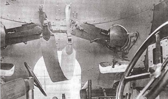 Above: An interesting (and rare) photo of the fighting compartment interior. The vehicle could be operated in either direction similar to the SdKfz 232 series of German armoured cars. (Photo source unknown)