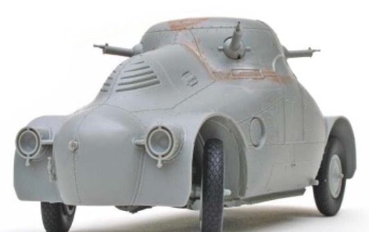 Above: The model assembled and ready for cleaning and an application of primer. In this photo the machine guns are seen placed upside down; this error was corrected later on!