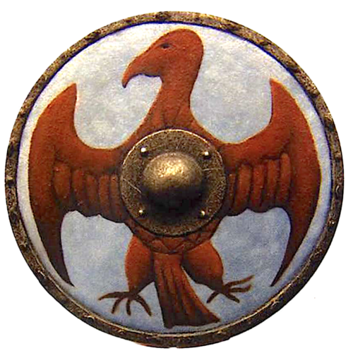 The eagle motif on the shield finished.